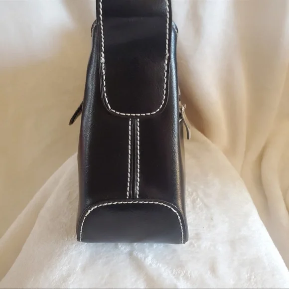 BLACK BAGUETTE FAUX LEATHER SHOULDER HANDBAG Y2K - Picture 8 of 8